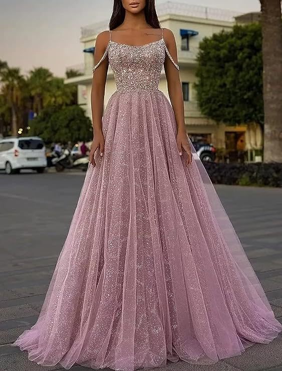 Vestido de noche de gala transparente con hombros descubiertos, estilo nuevo transfronterizo, brillante, para comercio exterior, 2026, venta al por mayor. image 8