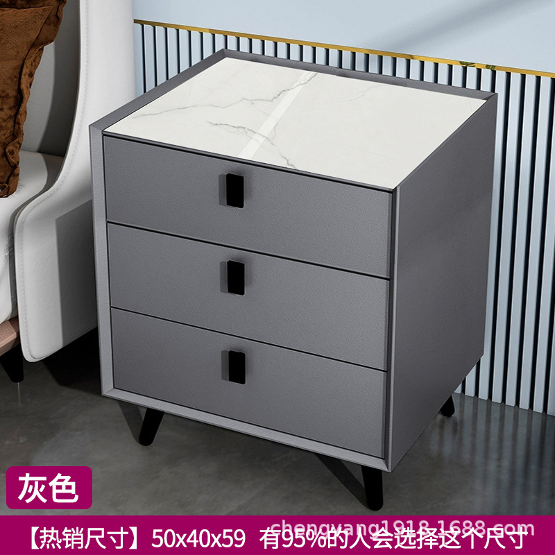 Mesita de noche madera maciza Placa de roca simple moderno Internet celebridad dormitorio mesita de noche protección del medio ambiente todo partido gabinete de almacenamiento mesita de noche