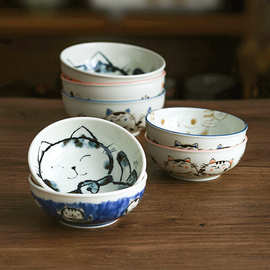 西田木雨日本进口陶瓷汤碗家用餐具大号米饭碗创意可爱单个面碗