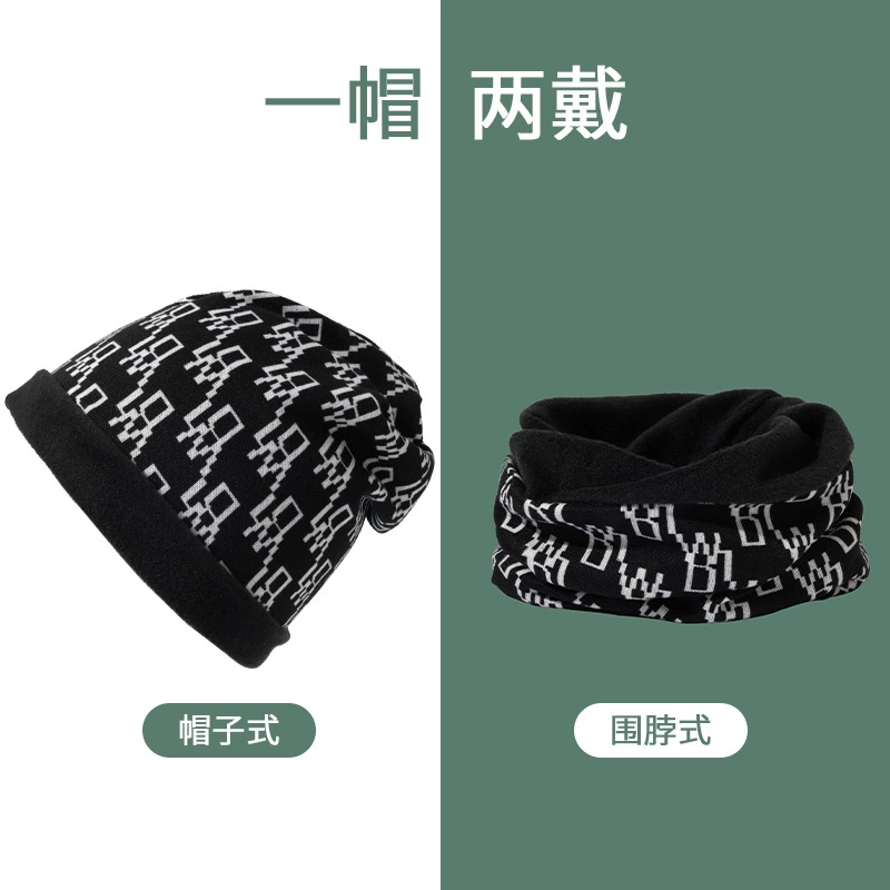 [На флисовой подкладке] шарф-шапка два-в-одном многофункциональная плетеная шапка-шарф Зимний женский пуловер Студенческая осенне-зимняя теплая защита шеи