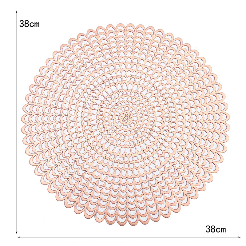 Amazon romántico estilo francés alfombra de PVC redonda creativa diseño hueco de alta sensación de lujo ligero alfombra de aislamiento térmico del restaurante