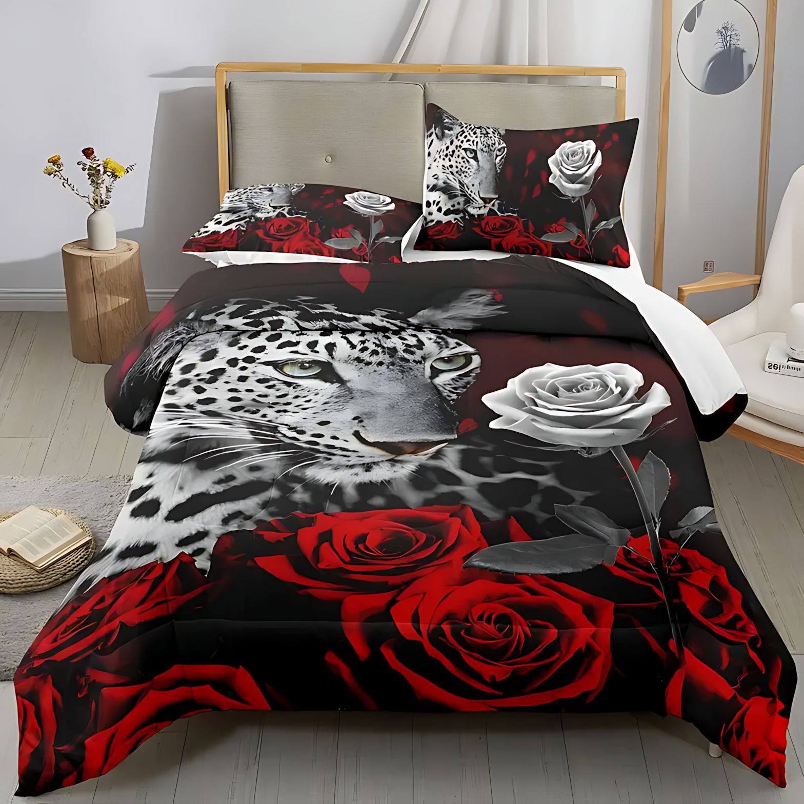 TEMU / JIT transfronterizo textil casero multicolor rosa impresión digital 3D 180gms edredón almohada conjunto de ropa de cama