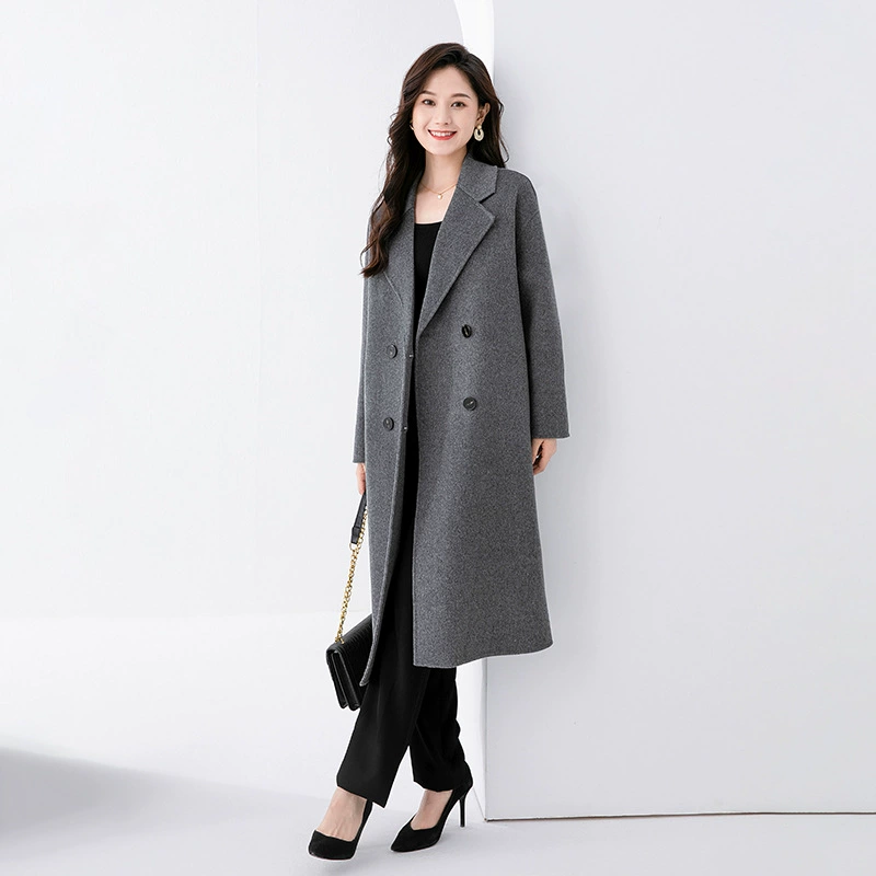 Демисезонное двустороннее шерстяное пальто, oversize, корейский стиль