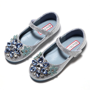 Girls' Princess Shoes 2023 New Soft Sole Baby Leather Shoes Children's Bean Shoes Aisha Shoes Spring and Autumn Girls' Crystal Shoes