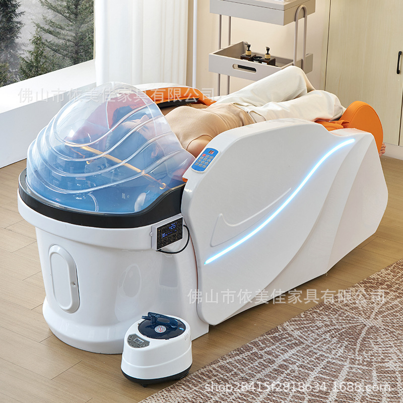 Masaje eléctrico lavable cama de tratamiento de cabeza cama de descarga de agua de decocción medicinal a temperatura constante circulación de agua de fumigación para curar el cabello especial para barbería de alta calidad