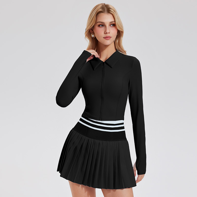 Jueza Amazon cortos mangas largas chaqueta de yoga con cremallera, chaqueta de tenis de acondicionamiento físico casual, chaqueta de mujer