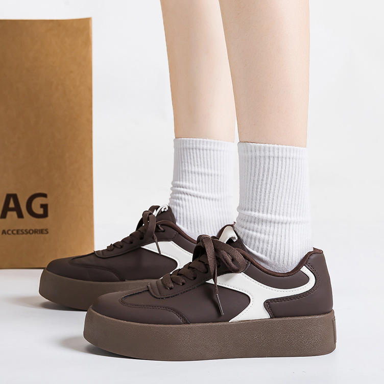 Zapatos blancos de suela gruesa para mujeres primavera nuevo retro multifacé zapatos de entrenamiento de moda para hombres y mujeres zapatos de skate casuales F8871 image 4