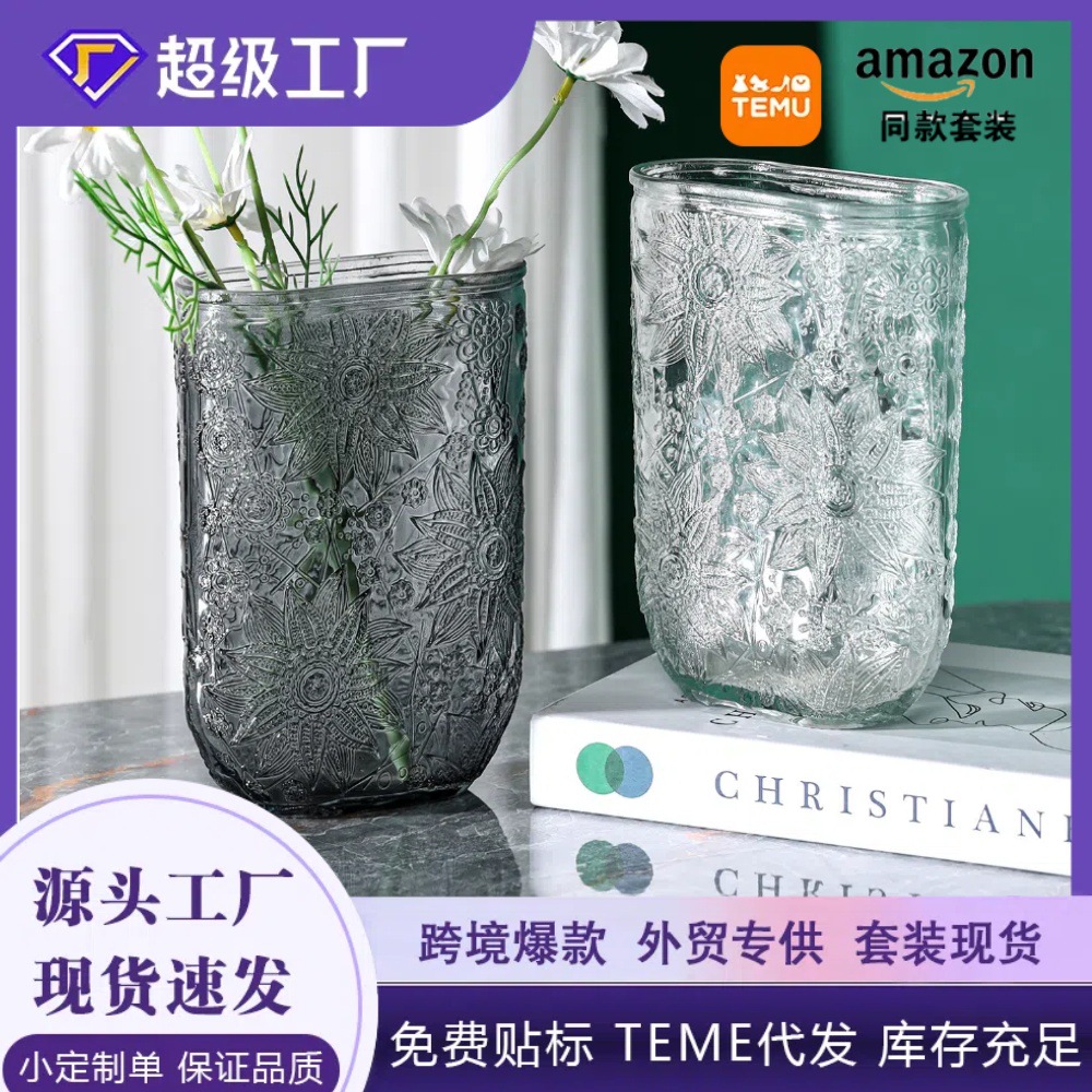 Nordic creativo estilo ins florero de alto aspecto flores acuáticas flores secas arreglo decorativo florero de vidrio decoración de la sala de estar