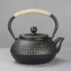 900ml龟甲铸铁壶煮水泡茶壶手工家用养生茶壶铁茶壶铁杯杯垫套装