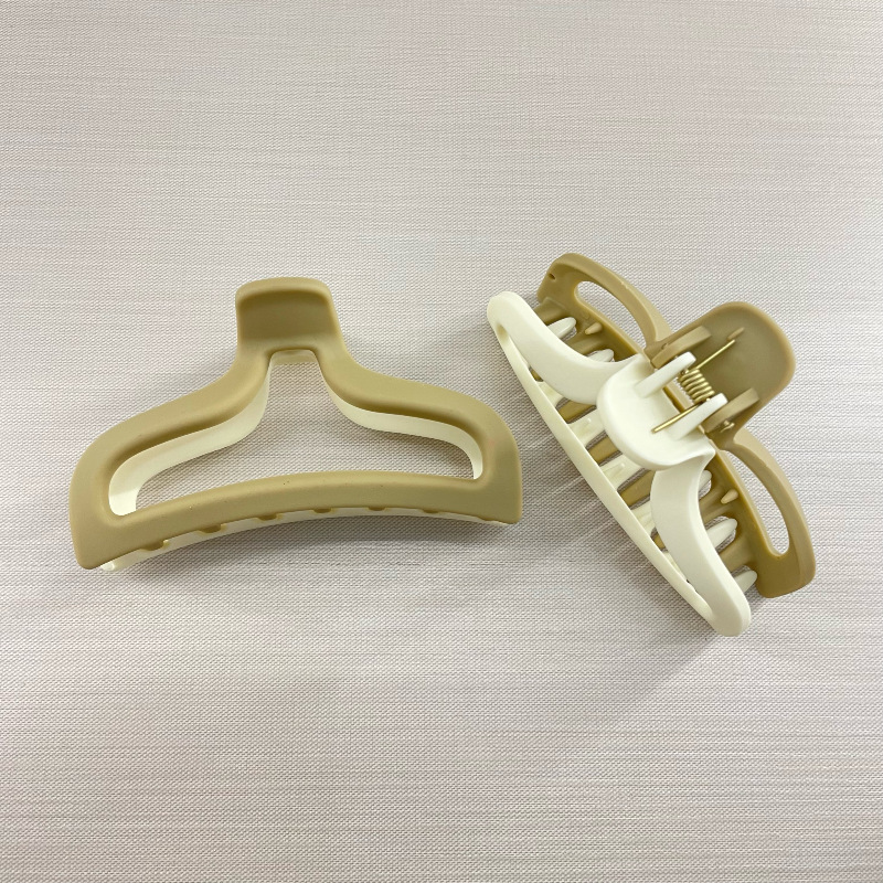 Oufeile superficie de dos colores AB textura esmerilada agarre cuchara trasera femenina alta Cola de Caballo tiburón clip accesorios para el cabello horquilla al por mayor