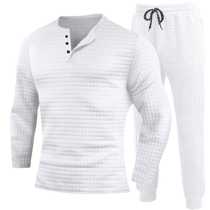 Herren Henley Shirt Und Jogger Hose Set Für Herbst Und Winter_voghion.com