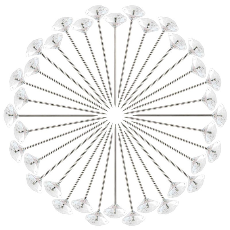 En caja diamante pin 6*38 pasador de posicionamiento pin floral boda ramo que forma pin transparente