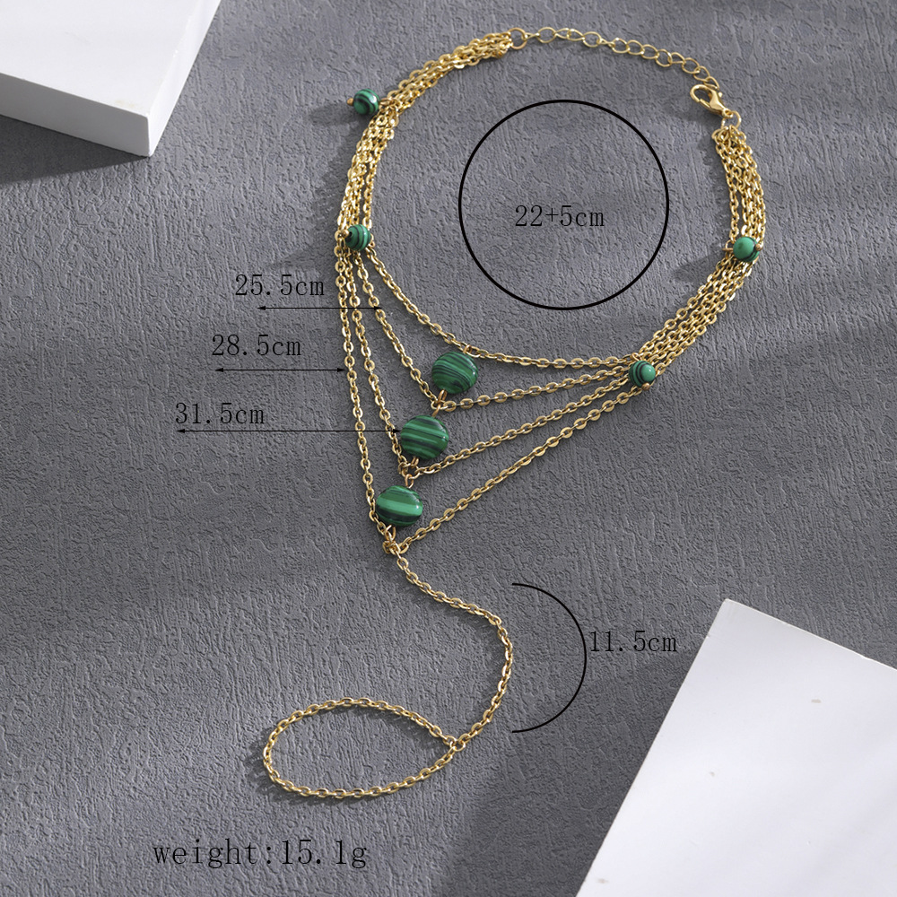 Vacation Heart Shape Arylic Alloy Plating natural stone Anklet