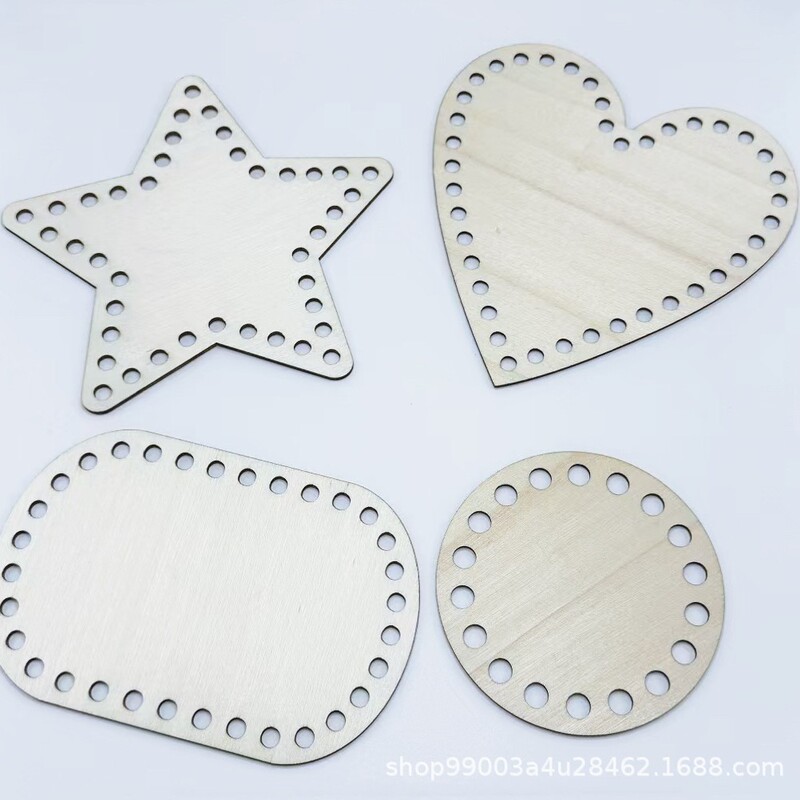 DIY multi-size woven knitted basket with wooden bottom crafts wooden heart-shaped stars square round winding board DIY multi-size woven knitted basket with wooden bottom crafts wooden heart-shaped stars square round winding board