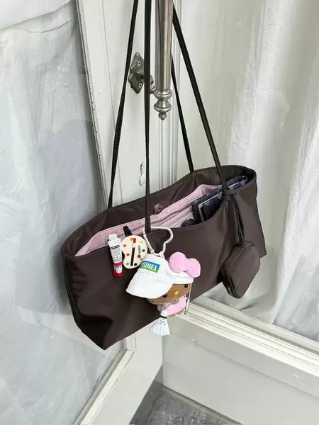 2026 New Korean Style Baguette Bag Small Square Bag Color-Block Nylon Underarm Bag Vintage Handbag