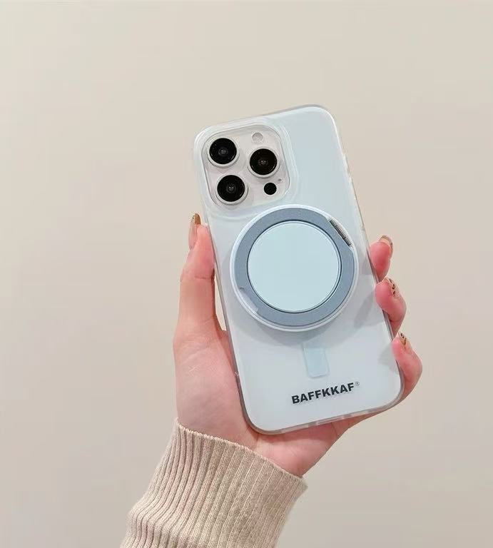 Funda magnética simple de color sólido con soporte 360° para iPhone 17 Pro Max/16, correa para teléfono Apple 14/15 para mujer