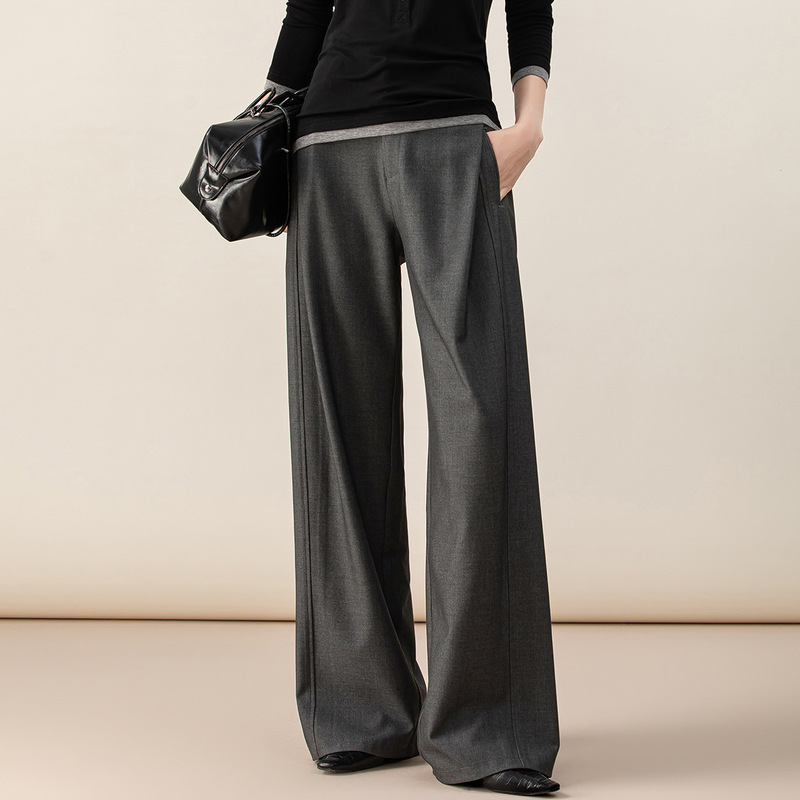 Xingge Tencel Wool Spring New Black Versatile Wide-Leg Suit Pants Women's Pleated Loose Drape Suit Pants Casual Pants