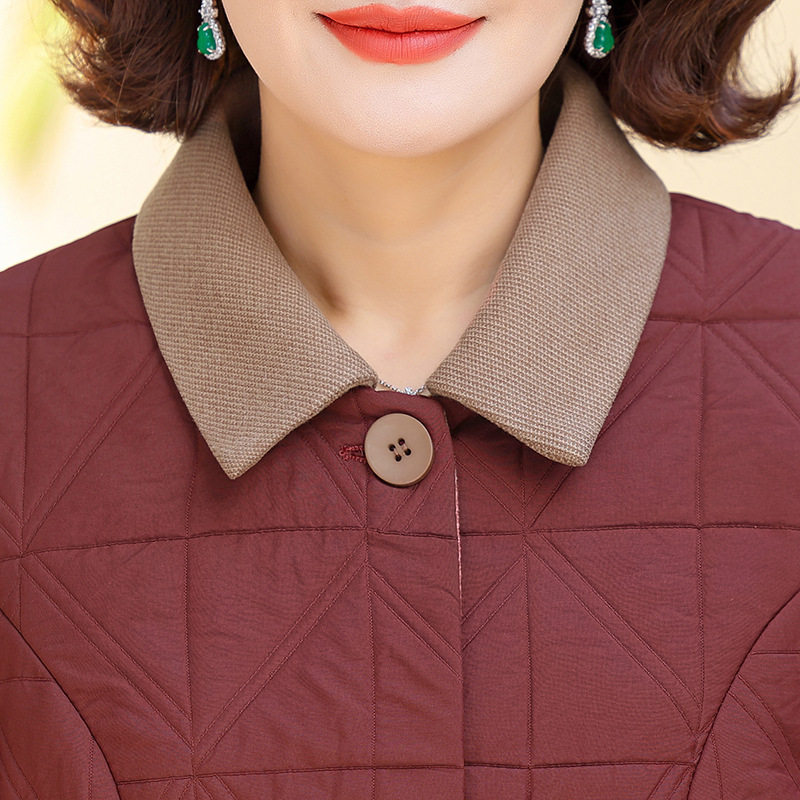冬季新款轻薄棉衣中老年女装棉服外套妈妈秋冬季翻领薄棉袄外套女|undefined
