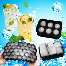 6连硅胶制冰球模圆形方形家用蜂巢蜂窝冰块冰格模具制冰盒硅胶模