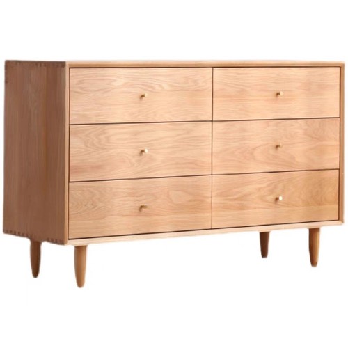 Cherry wood six-drawer cabinet, Nordic bedroom combination, multi-functional drawer cabinet, small apartment storage cabinet, sideboard cabinet