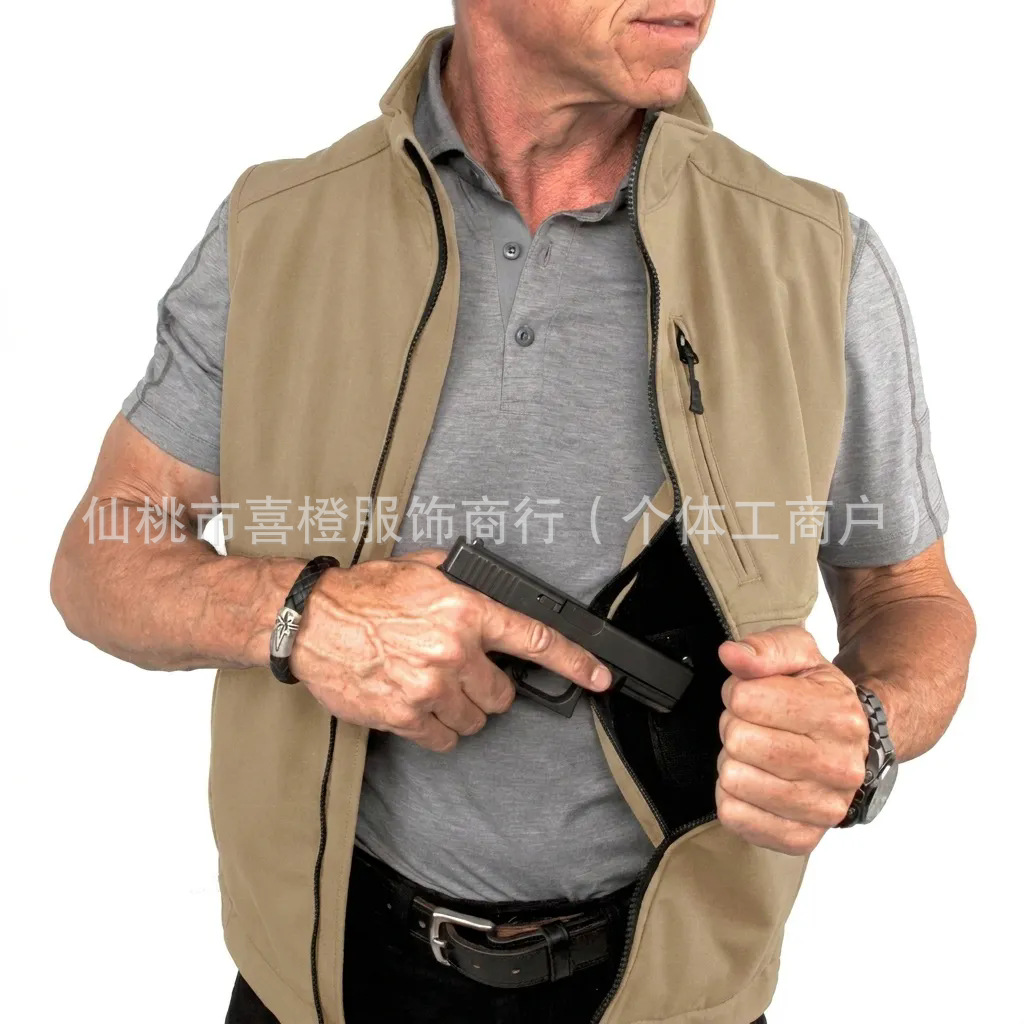 European and American style thin men's stand-up collar sports hiking outdoor waterproof vest jacket