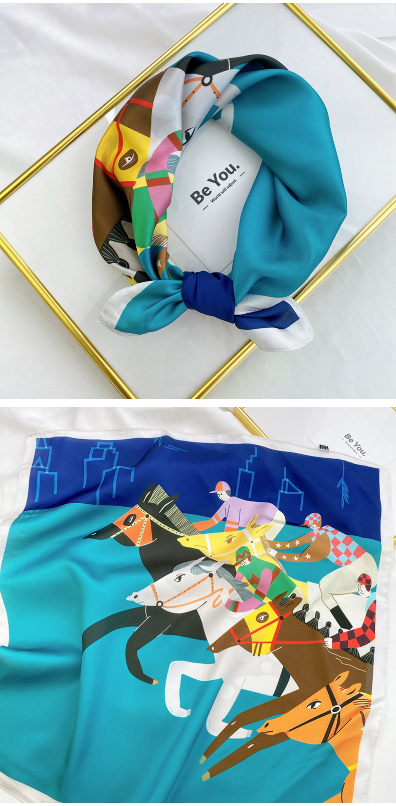 40g Weight Silk Scarf Classification Travel Occasion Unisex Gender Printing Design Sweet Style Coffee, Purple, Red, Green, Blue, Camel, Yellow Color Wholesale Fashion Contrast Color Printing Small Square Scarf 8