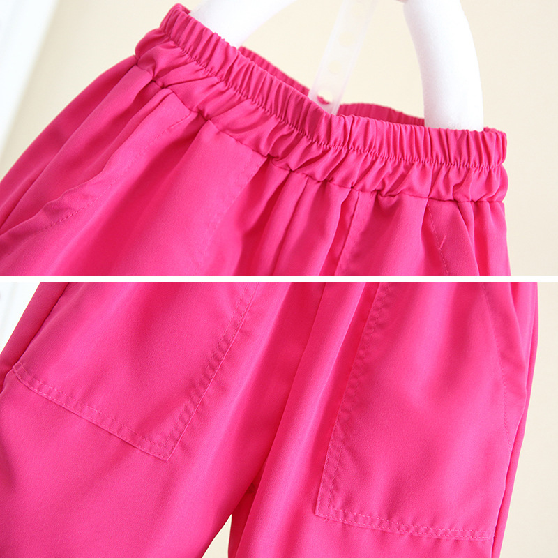 5529 Traje de verano para bebés Traje de dos piezas de manga corta de verano para niños 2025 Nuevo estilo de verano Estilo de media manga de calle frita