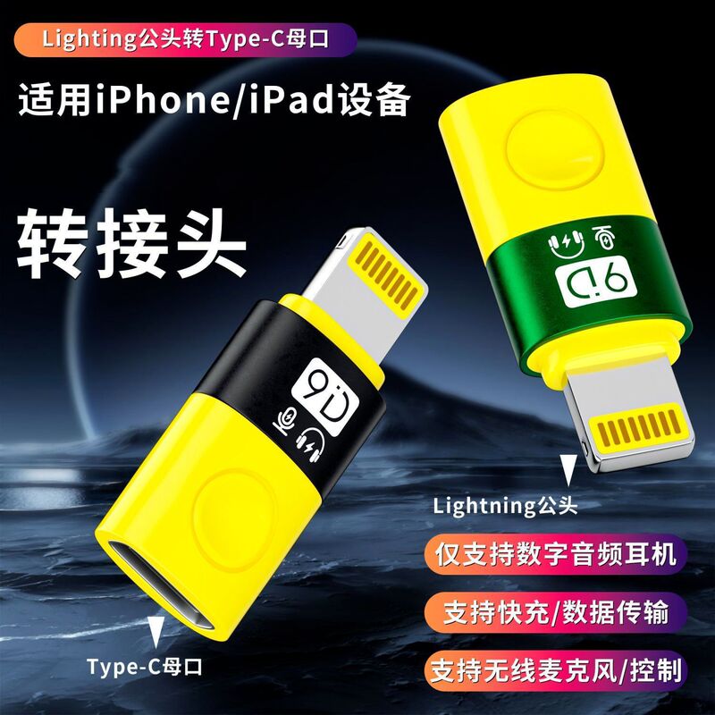 Type-C Female to Lightning 9D Adapter Sound Card Microphone Digital Audio Headphone Otg Converter