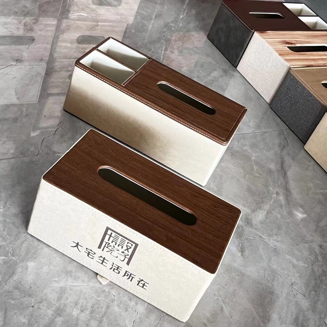 Simple caja de pañuelos de cuero Hotel Club B & B hogar sala de estar mesa de café caja de almacenamiento caja de pañuelos de cuero multifuncional