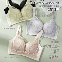 女士调整型无磁文胸36-40B杯无钢圈中厚滑滑杯收副乳内衣2513文胸