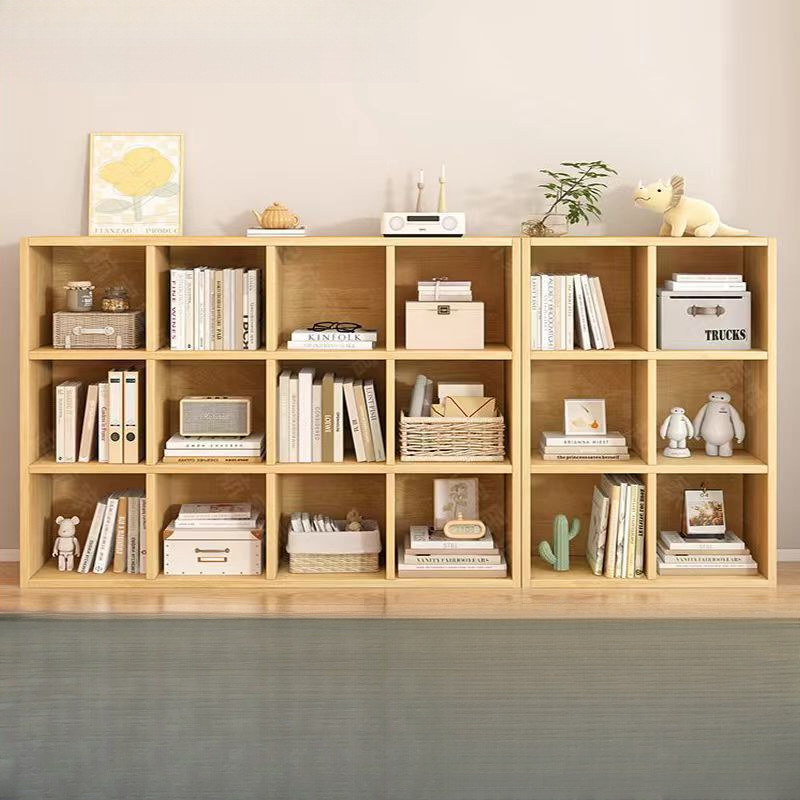 Solid Wood Pine Bookshelf Combination Cabinet Children's Floor-Standing Wall Storage Bookcase Student Home Living Room Storage Cabinet