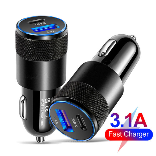 Manufacturer wholesale dual-port USB car charger metal small cannon charging head car fast charger dual-port