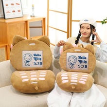 创意黑皮凯蒂猫抱枕沙发椅子靠枕睡觉宿舍靠垫卡通玩偶公仔送礼物