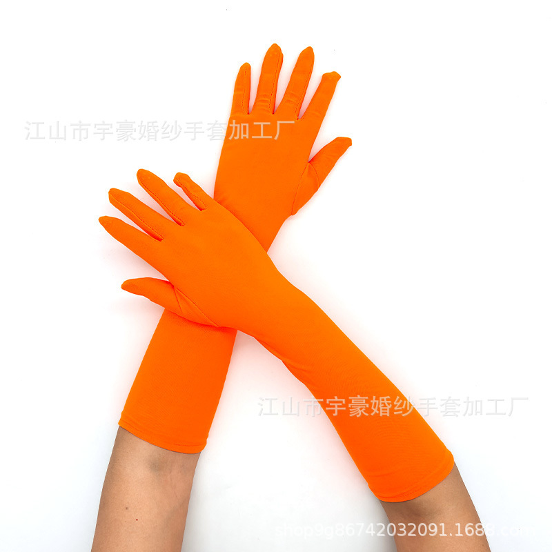 43厘米牛奶丝弹力舞台表演手套万圣节化妆派对服饰配饰礼服手套|undefined