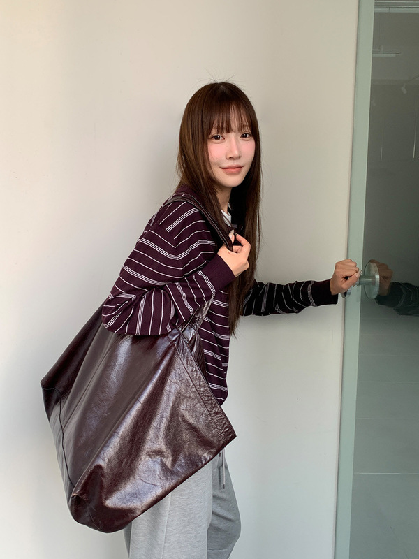 木兰 经典polo领针织衫女2025十三行秋新款韩版复古条纹上衣56970|undefined