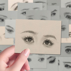 96枚の目の絵の練習ステッカー、美術学生の手描きの顔のパーツ素材、ノートブック、手元帳ステッカー、防水