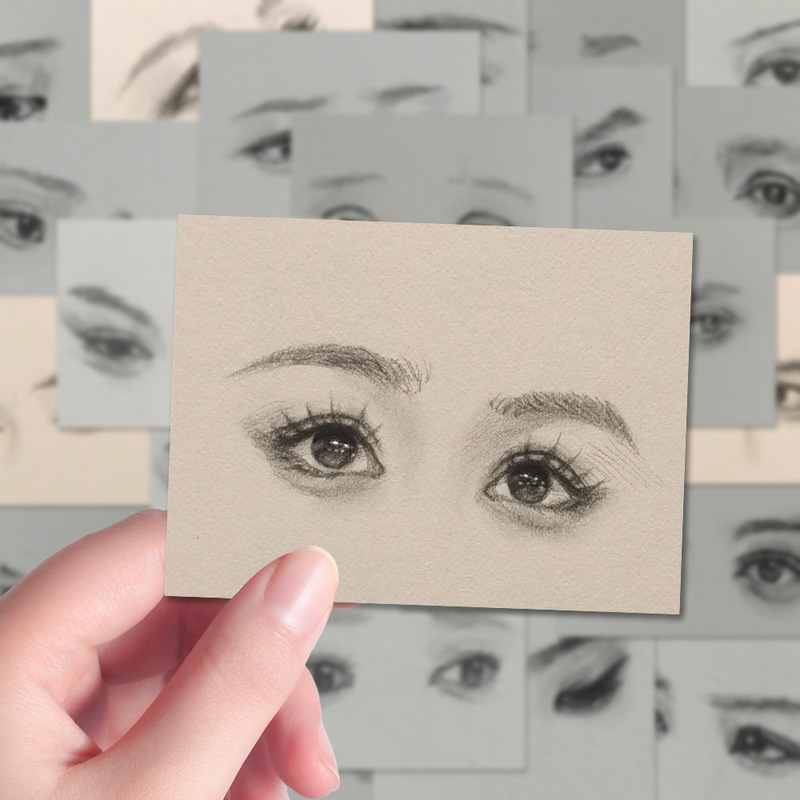 96枚の目の絵の練習ステッカー、美術学生の手描きの顔のパーツ素材、ノートブック、手元帳ステッカー、防水|undefined
