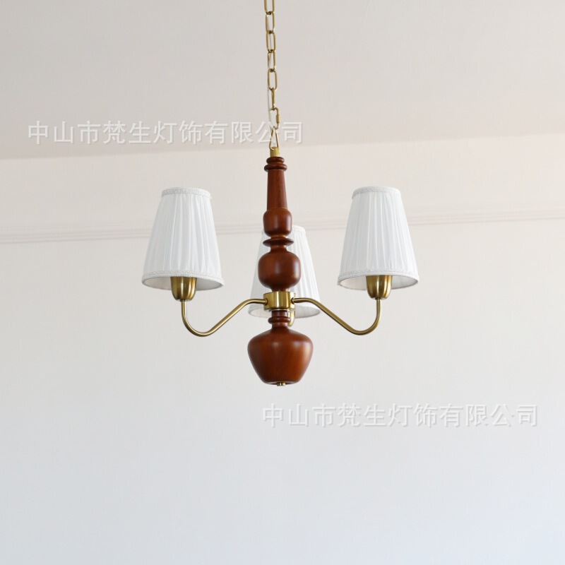 Finnish Style Medieval Ruffle Living Room Flower Bud Bedroom Chandelier Retro Style Wood Art Restaurant B&B Hotel Lamps