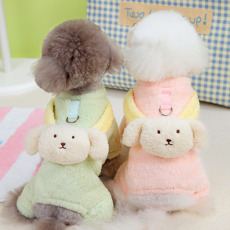 Otoño y invierno ropa de peluche cálida para perros Poodle que osos ropa de peluche para perros pequeños mascotas de cuatro patas