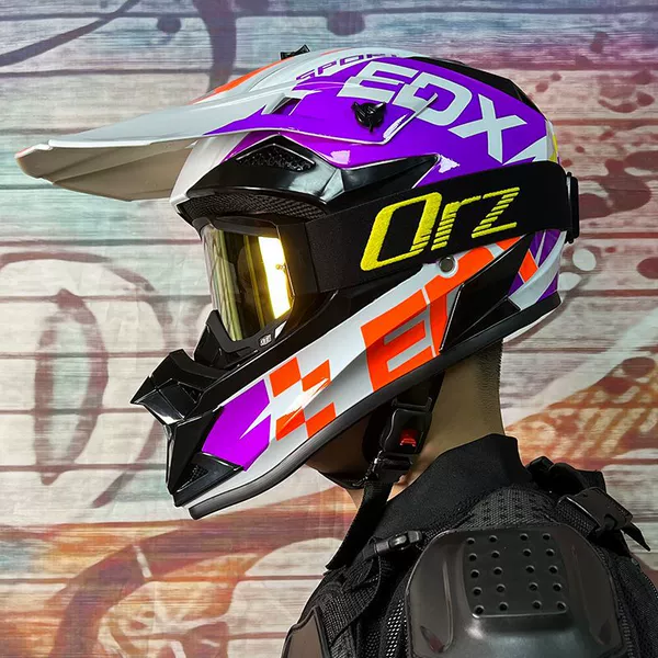 White and purple track with ORZ goggles and gloves and mask included