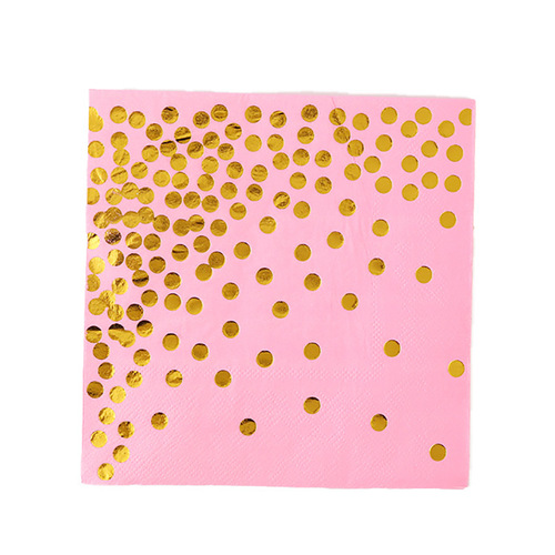 Cross-border hot stamping small dot pink tableware set paper cup paper plate paper towel knife fork spoon disposable party decoration factory
