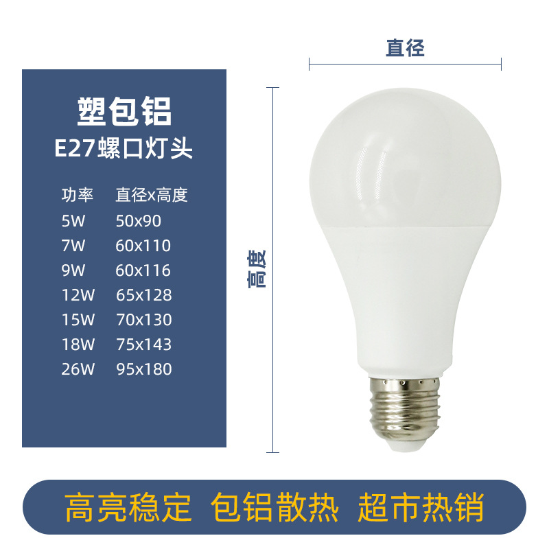 Led電球電球プラスチックバッグアルミ電球恒流足瓦無ストロボa泡省エネランプ円形電球