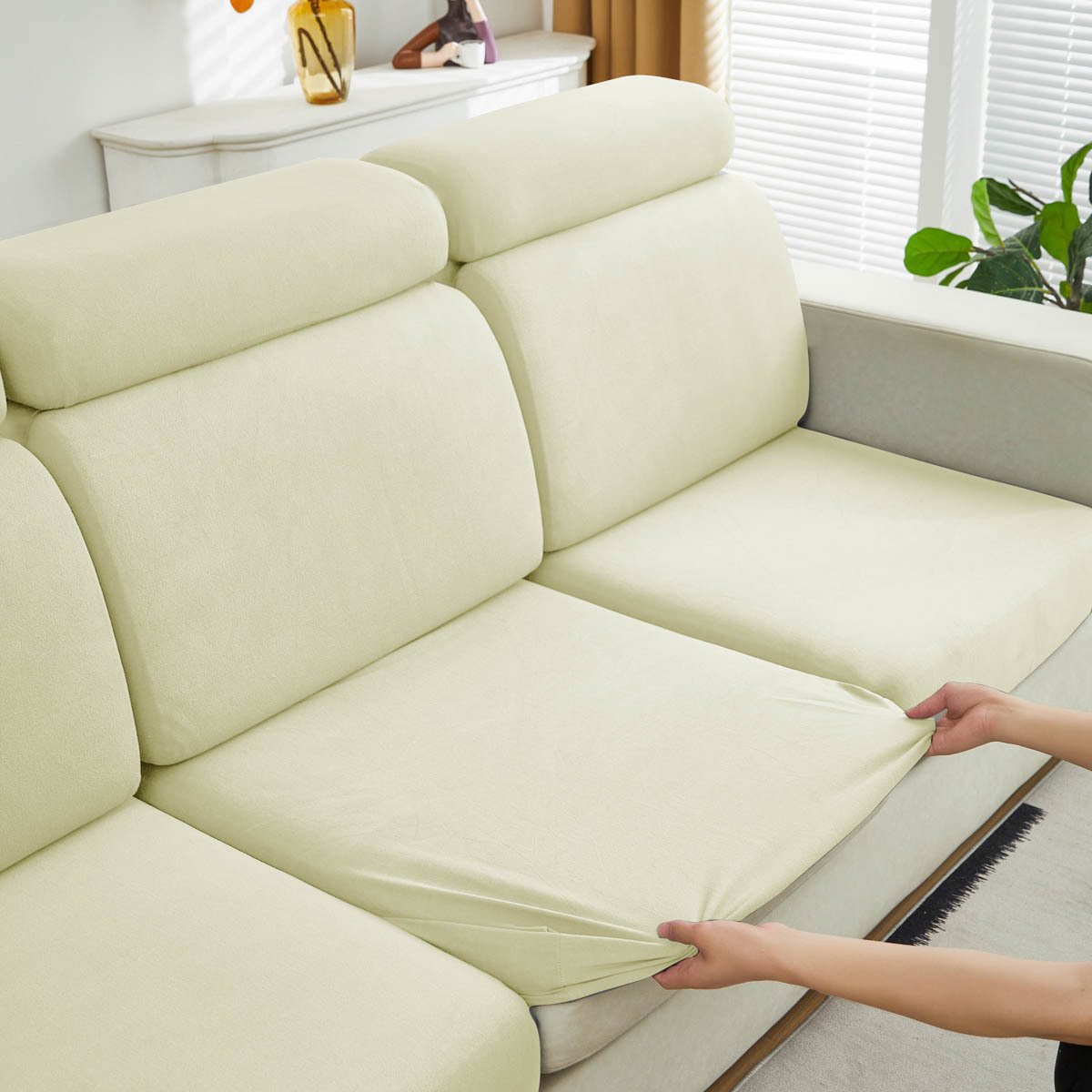 Amazon transfronterizo seda de leche lana TPU cubierta de cojín de sofá impermeable cubierta de sofá elástica 180gsm