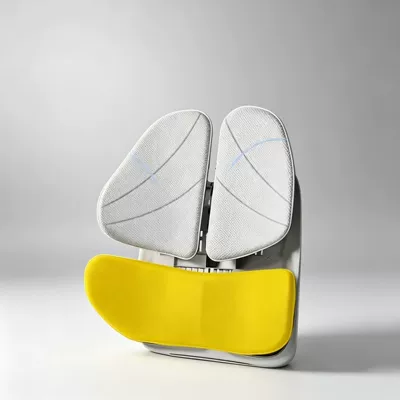Car Lumbar Support Ergonomic Cushion for Long Sitting, Office Chair Backrest, Waist Protection Device (Waist support) - gray-leather-yellow-gray
