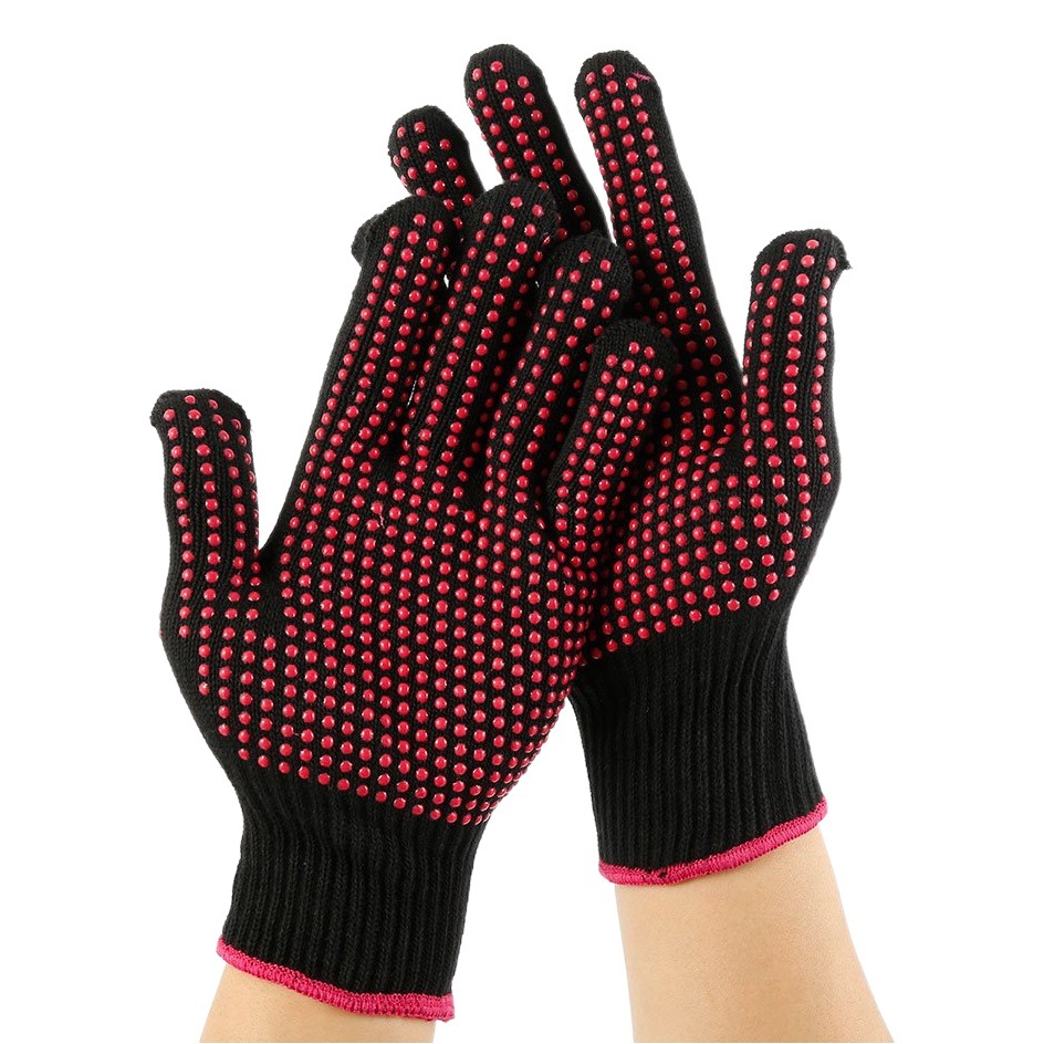 En stock peluquería anti-scald PVC bead guantes de belleza rizador de pelo peluquería de alta temperatura resistente a 250 grados de aislamiento térmico guantes antideslizantes