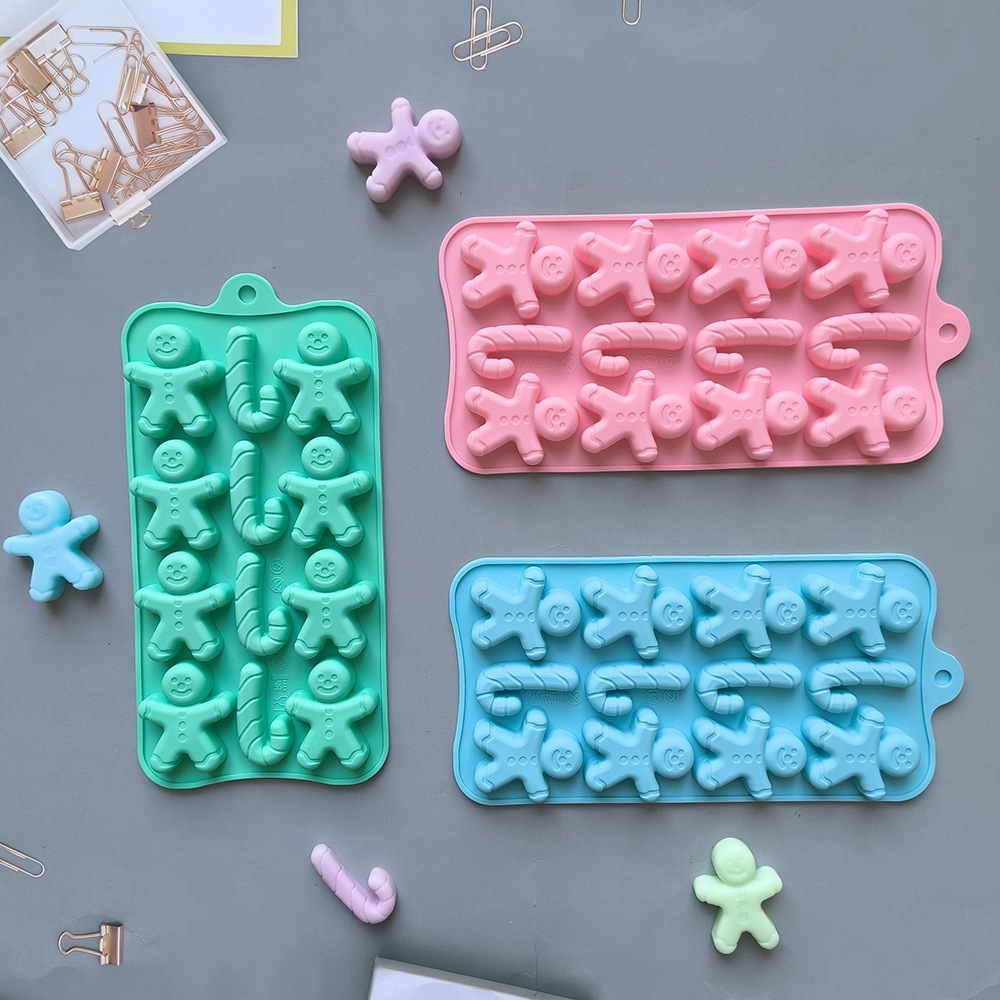 Nuevo pan de jengibre en forma de persona dulces molde de silicona pastel de muletas de decoración inserto molde de hielo para hornear 674
