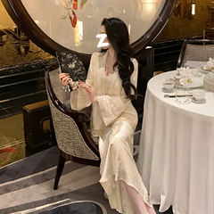 2025年新中式国风套装女秋季高级感重工珠绣外套吊带裙套装 N9074
