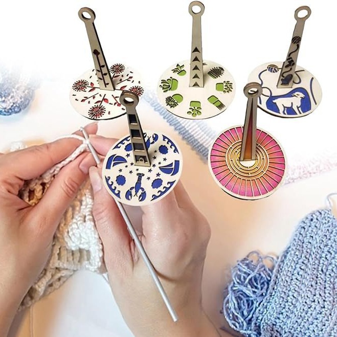 Nuevos productos transfronterizos portátiles de madera soporte de hilo de muñeca portátil Wrist Yarn Holde