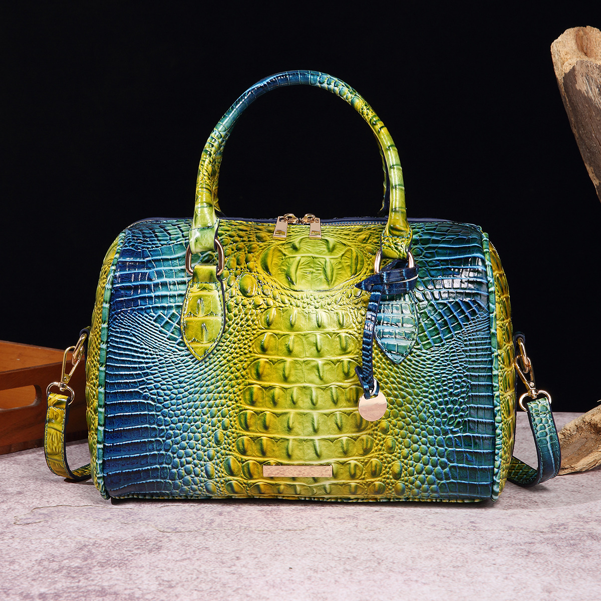 Daily Occasion Pu Leather Material Women's Backpack Backpack Women's Large All Seasons Pu Leather Crocodile Classic Style Square Zipper Handbag