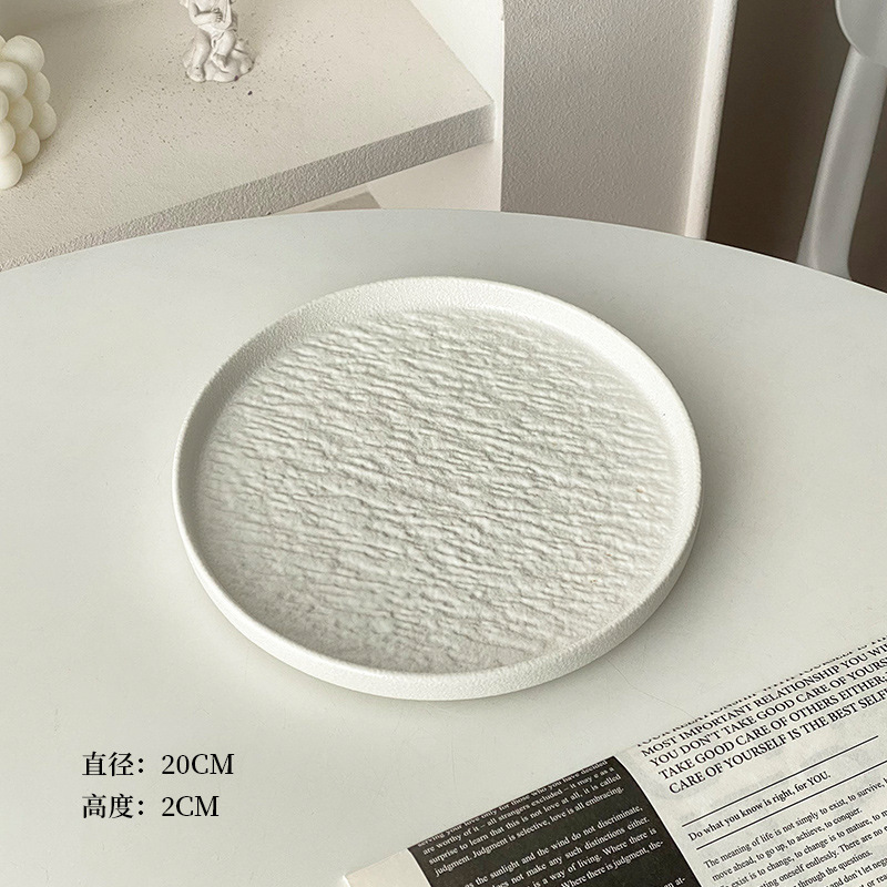 陶瓷岩石纹牛排餐盘高级感轻奢家用创意意面西餐平盘蛋糕甜品摆盘|undefined